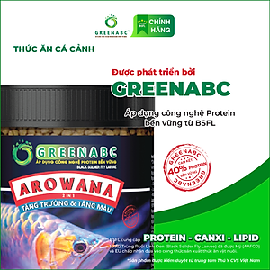 Thức ăn Cá Rồng GREENABC - Arowana Fish – Hàm lượng protein 40% giúp tăng trưởng nhanh, tăng đề kháng, vảy rực rỡ - Hộp 350g