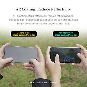 Dán cường lực HODA 2in1 Chống Chói + Chống Vân Tay/ Chống Chói + Chống Nhìn Trộm dành cho iPhone 14 Pro Max/ 14 Pro Kèm Khung Dán - Hàng nhập khẩu