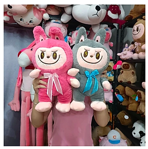 Thú nhồi bông labubu đeo nơ dễ thương - Size từ 37cm đến 65cm - Quà tặng gấu bông labubu êm mịn cho bé.