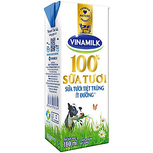 Thùng 48 Hộp Sữa Tươi Tiệt Trùng Vinamilk 100% Ít Đường (180ml)