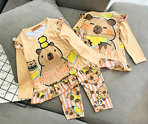 Đồ bộ ngủ dài tay cho bé gái kuromi hello kitty từ 12-40kg chất thun lạnh mềm mịn mát