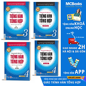 Combo (4 Cuốn) Giáo Trình Tiếng Hàn Tổng Hợp Trung Cấp Tập 3 + Tập 4 (Sách Giáo Khoa và Sách Bài Tập) - Phiên Bản Mới / IN MÀU / Sách Học Tiếng Hàn Hiệu Quả Cho Người Việt