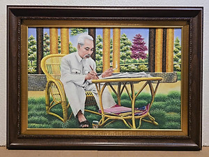 Tranh đá tưn nhiên Bác Hồ ngồi viết di chúc -TD002