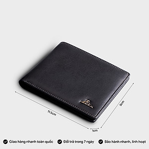 Ví nam da bò Lata ( Thời trang nam gấp 2 dáng ngang - Ví da thật LVN97 )