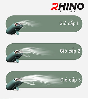 Quạt cầm tay mini siêu mát Rhino F301 tích điện với 3 mức độ gió, lưu lượng cao kèm dây treo - Hàng chính hãng