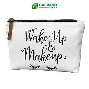 Túi Đựng Mỹ Phẩm Grepaco Đựng Đồ Cá Nhân Trang Điểm Đi Du Lịch Bằng Vải Bố Canvas Tote Cao Cấp, Chống Nước Nhẹ, Size Mini Khóa Kéo Đồng Dây Kéo Da - Hàng Chính Hãng