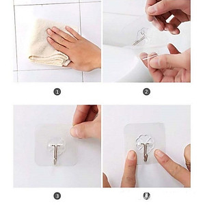 Combo 10 Móc Dán Tường Chịu Lực Dán Tường Treo Nhà Tắm Nhà Bếp Siêu Dính Trong Suốt