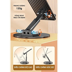 Giá đỡ điện thoại bằng kim loại xoay 360° có thể gấp gọn, chân đế vững chắc - Hàng Nhập Khẩu