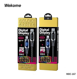 Cáp Sạc Nhanh 20W Cho iPhone WEKOME WDC-167 - Tích Hợp Màn Hình Led Hiển Thị Dòng Điện - Hộp Sắt Cao Cấp - Hàng Chính Hãng