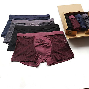  (Có size lớn) Hộp 4 quần lót boxer nam William WS60 - Quần sịp đùi lưới thông hơi thoáng mát