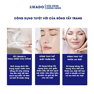 Bông tẩy trang Likado dạng hộp 150 miếng bông tự nhiên (6cm x 8cm)(1 hộp)