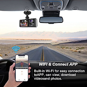 Camera Hành Trình Wifi 2 Mắt Màn Hình IPS 2.0 FHD 1080P 12MP 30fps IR/Mic Quay Chụp Rõ Nét Kết Nối Android/iOS