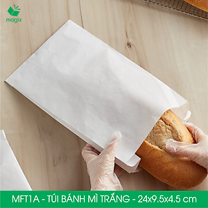 MFT1A - 24x9.5x4.5 cm - 100 Túi giấy bánh mì trắng