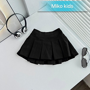 Chân váy xếp ly cho bé gái màu trắng đen phối đồ hiphop năng động size 5-35kg mẫu mới (kèm chip)