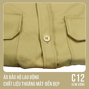 Áo bảo hộ lao động, chất liệu thoáng mát, bền đẹp - Mã C12 (Kem Vàng)