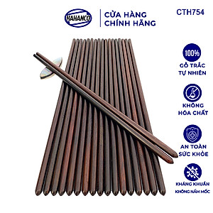 Đũa đầu búp gỗ Trắc Việt Nam Siêu sạch (10 đôi) Kháng khuẩn, không nấm mốc (CTH754) để mộc siêu bền - an toàn sức khỏe