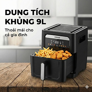 Nồi Chiên Không Dầu Kèm Vỉ Nướng 2-in-1 Mishio MK407: Nâng Tầm Món Ngon, Tiện Lợi Vượt Trội - hàng chính hãng