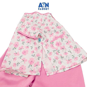 Bộ quần áo Bà ba Lửng bé gái họa tiết hoa Cúc Chuồn Hồng lụa tằm - AICDBGPWCIME - AIN Closet