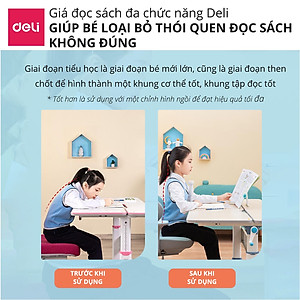 Giá đỡ sách, kẹp sách, đỡ điện thoại, ipad để bàn học Deli - Chống cận thị, chống gù lưng - Thiết kế thông minh tiện dụng dành cho bé - Màu xanh / màu hồng - 70531