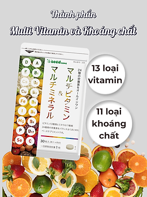 Combo Viên Uống Bổ Sung Vitamin C, E, D, B Vitamin Tổng Hợp Và Khoáng Chất Seedcoms Nhật Bản