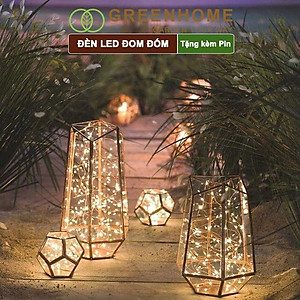 Dây Đèn Led Trang Trí Greenhome, Fairy Lights, Đom Đóm 1 Mét, 3 Chế Độ Sáng, Tặng Kèm Pin, Chịu Nước, Decor, Chụp Hình