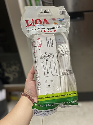 Ổ Cắm Điện Công Suất Lớn Chịu Tải LiOA - 4 lỗ, 6 lỗ dây dài 2.5m 2 lõi