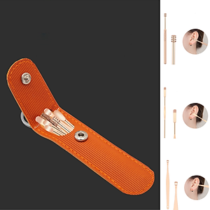 Bộ dụng cụ lấy ráy tai chuyên nghiệp 6 món cao cấp bằng thép không rỉ- Tặng kèm túi đựng sang trọng treo móc khóa