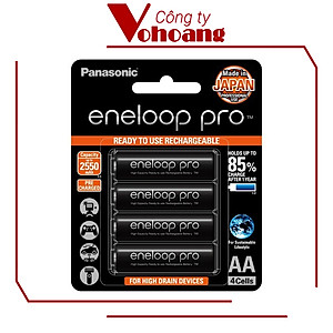 Pin sạc Panasonic Eneloop AA 2550mah BK-3HCCE4BT3 (Vỉ 4 viên) (Đen) - Hàng chính hãng