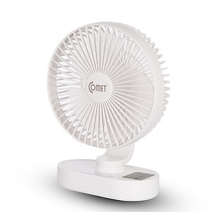 Quạt Sạc Tích Điện Để Bàn Đa Năng COMET CRF1406 6W, 3 Cấp Độ Gió, Có Đèn LED, 2 pin rời 18650 Lithium 1200mAh Để Bàn Văn Phòng - Hàng chính hãng