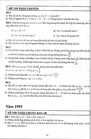 30 năm đề thi tuyển sinh vào lớp 10 môn Toán trường Phổ Thông Năng Khiếu (1996 - 2025)