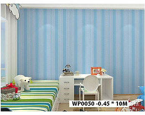 Giấy dán tường Sọc trắng xanh WP0050