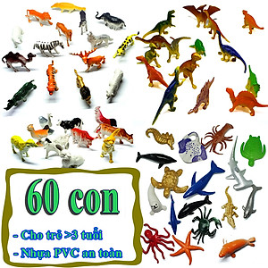 Mô hình thế giới động vật 60 chi tiết New4all ANIMAL WORLD cho bé trên 3 tuổi (Xanh)