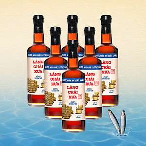 Nước mắm nhỉ Làng Chài Xưa xuất khẩu nhãn xanh thùng 6 chai thủy tinh 500ml cốt nhỉ đặc biệt vị dịu nhẹ gu Việt Kiều giới trẻ thành thị nước mắm nguyên chất sạch nước mắm nhĩ từ thùng lều gỗ 100% cá cơm tươi muối tinh khiết chuẩn xuất khẩu