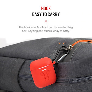 Bao case silicon cho Apple Airpods 1 / 2 hiệu Rock Carying Case (Đính kèm dây nối chống mất) - Hàng nhập khẩu