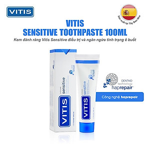 Kem Đánh Răng Vitis Sensitive 100ml – Giảm Ê Buốt, Hỗ Trợ Tái Tạo Men Răng - Nhập Khẩu Tây Ban Nha