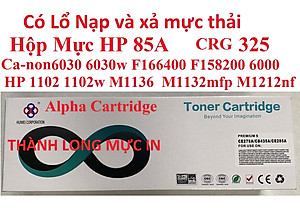 Hộp Mực 85A dành cho Canon F166400 F158200 6030w 6000 6030 3050 6018 312-325 MF 3010 Mực in HP P1102 P1102w M1136 M1130 M1132mf M1212nf M1139 -Có Lỗ Đổ Mực- Hàng chính hãng Alpha Cartridge