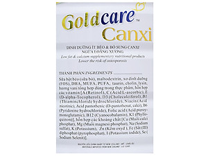 Sữa bột Wincofood GoldCare Canxi :  bổ sung canxi giúp xương chắc khỏe, MUFA, PUFA tốt cho tim mạch, phù hợp cho người từ 30 tuổi trở lên.