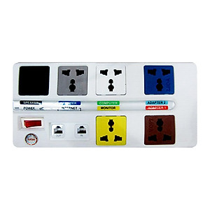Ổ cắm điện đa năng chính hãng LIOA ( 6 ổ +1 công tắc) dây 3m 6 OFFICE-3W màu trằng