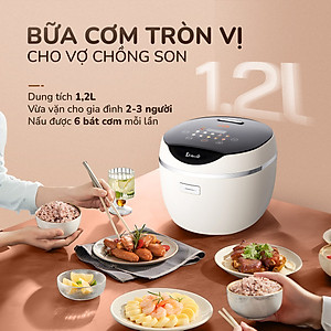 Nồi cơm điện tử UNIE URC612 ,công nghệ nấu cơm giảm đường, lòng nồi inox 304, dung tích 1,2L,công suất 500W, hàng chính hãng BH 12 tháng 