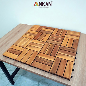 Vỉ Gỗ Lót Sàn Ban Công Thương Hiệu ANKAN Màu Nâu Vàng Loại 12 Nan, Ván Gỗ Lót Sàn Ngoài Trời, Sân Vườn, Hồ Bơi, Phòng Spa, Siêu Bền, Chịu Nước Tốt, Chống Trơn Trượt, Tiêu Chuẩn Xuất Khẩu (1 Vỉ)