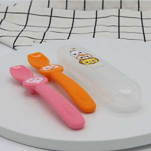 Đũa Inox xỏ ngón Hàn Quốc giúp bé tập gắp thức ăn Edison hình Pororo - Đồ dùng ăn dặm chính hãng 9644