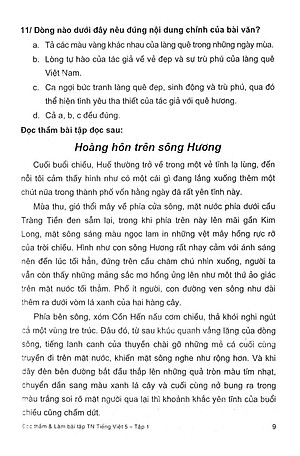 Sách Đọc Thầm Và Làm Bài Tập Trắc Nghiệm Tiếng Việt Lớp 5 - Tập 1