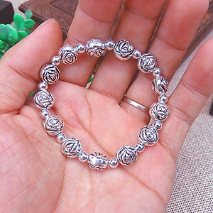 Vòng tay, lắc tay bạc, Phật Diện, Kiểu Cổ, phong cách phật giáo, kèm hộp đựng lót nhung.