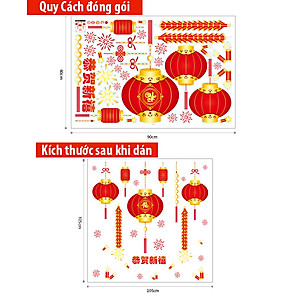 Decal dán tường decal trang trí tết Mẫu Lồng Đèn Đỏ AMJ915