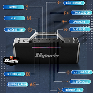 Loa Bluetooth Cyboris Battleship X12 Karaoke (Chiến hạm âm thanh), Công suất 200W, Loa siêu Bass, Chống nước IPX5, Pin cực khủng 18000mAh. Hàng Chính Hãng.