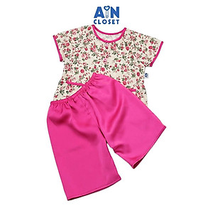Bộ quần áo Bà ba lửng bé gái họa tiết Tiểu Hồng lụa tằm - AICDBGJMUFDI - AIN Closet