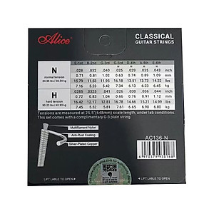 Dây Đàn Guitar Classic Alice AC136-N Nylon Core Silver Plated Copper Normal Tension Cho Guitar Cổ Điển