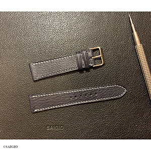 Dây Đồng Hồ Da Bò Cao Cấp, Kiểu Dáng Cổ Điển - Phẳng Mỏng - Chỉ Trắng, Mặt Lót Chống Thấm Mồ Hôi, Tích Hợp Lớp Gia Cố Chống Giãn Đặc Biệt, Phụ Kiện Khóa và Chốt Bằng Thép Không Gỉ 316L - Hàng Chính Hãng SAIGIO