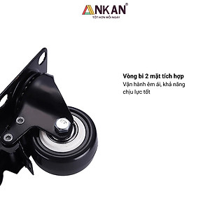 Bánh Xe Đẩy Hàng Có Bạc Đạn Và Khóa ANKAN, Bánh Xe Nhựa PVC Mini 40mm