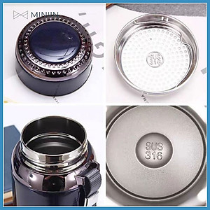 Bình Giữ Nhiệt Kim Cương Inox 304- Chống Rỉ Set, Nắp Đậy Chặt, Giữ Nhiệt Nóng Lạnh Tốt 6- 8h, Quai Đeo Chắc Chắn, Thiết Kế Sang Trọng, Màu Sắc Thanh Lịch, Tiện Lợi, Pha Lọc Trà, Hàng Chính Hãng MINIIN